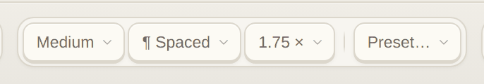 Layout: measure, paragraph spacing, line height and presets.
