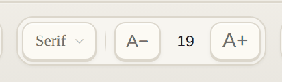 Type: family, size up, size down.